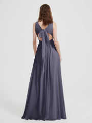 Dos Ouvert Mousseline Robes Avec Col En V Orageux Grande Taille