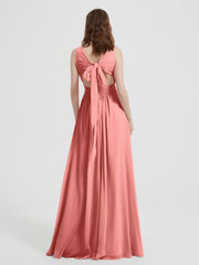 Dos Ouvert Mousseline Robes Avec Col En V Sunset Grande Taille