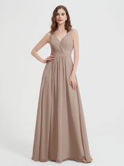 Dos Ouvert Mousseline Robes Avec Col En V Taupe Grande Taille