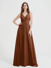 Dos Ouvert Mousseline Robes Avec Col En V terracotta Grande Taille