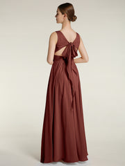 Dos Ouvert Mousseline Robes Avec Col En V terracotta
