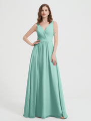 Dos Ouvert Mousseline Robes Avec Col En V Turquoise Grande Taille