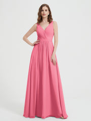 Dos Ouvert Mousseline Robes Avec Col En V Pastèque Grande Taille