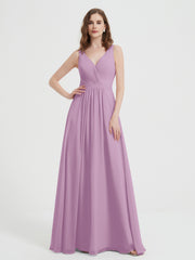 Dos Ouvert Mousseline Robes Avec Col En V Glycine Grande Taille