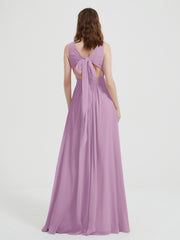 Dos Ouvert Mousseline Robes Avec Col En V Glycine Grande Taille