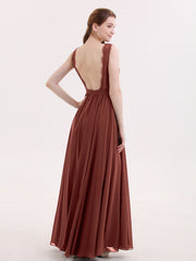 Dentelle et Mousseline Sexy Robe avec Fente terracotta