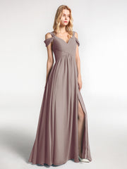 Robe Longue en Mousseline à Taille Empire à Col en V Profond Dusk Grande Taille