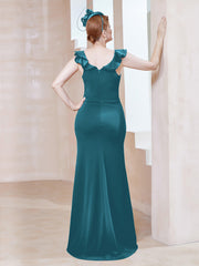 Robe Fourreau en Crêpe Stretch avec Fente Bleu Encre Grande Taille