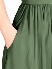 Une Epaule Mousseline et Dentelle Robe avec Fente Olive Verte