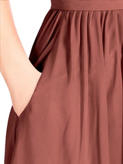 Une Epaule Mousseline et Dentelle Robe avec Fente terracotta Grande Taille