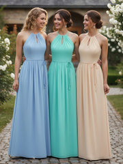Longue Licou Mousseline Robes Avec Dos Nu Spa Grande Taille