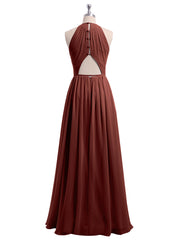 Longue Licou Mousseline Robes Avec Dos Nu terracotta Grande Taille