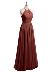 Longue Licou Mousseline Robes Avec Dos Nu terracotta