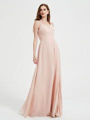 Spaghetti Bretelles Col En V Robes Avec Fente Rose Perle Grande Taille