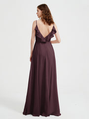 Spaghetti Bretelles Col En V Robes Avec Fente Cabernet Grande Taille