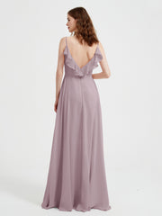 Spaghetti Bretelles Col En V Robes Avec Fente Dusk Grande Taille