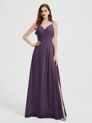 Spaghetti Bretelles Col En V Robes Avec Fente Plum