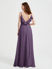 Spaghetti Bretelles Col En V Robes Avec Fente Plum