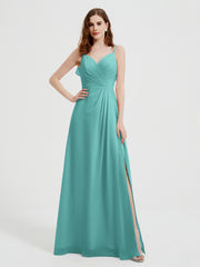 Spaghetti Bretelles Col En V Robes Avec Fente Spa Grande Taille