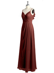 Spaghetti Bretelles Col En V Robes Avec Fente terracotta Grande Taille