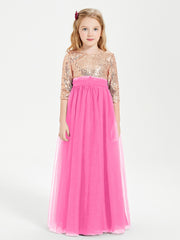 Robe Étincelante de Demoiselle d'Honneur Junior Top en Paillettes Azalée