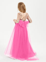 Robe Étincelante de Demoiselle d'Honneur Junior Top en Paillettes Azalée