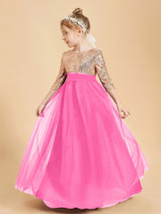 Robe Étincelante de Demoiselle d'Honneur Junior Top en Paillettes Azalée