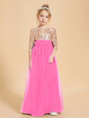 Robe Étincelante de Demoiselle d'Honneur Junior Top en Paillettes Azalée