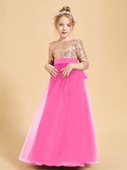 Robe Étincelante de Demoiselle d'Honneur Junior Top en Paillettes Azalée