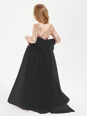 Robe Étincelante de Demoiselle d'Honneur Junior Top en Paillettes Noir