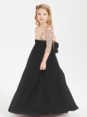 Robe Étincelante de Demoiselle d'Honneur Junior Top en Paillettes Noir