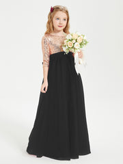 Robe Étincelante de Demoiselle d'Honneur Junior Top en Paillettes Noir
