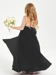 Robe Étincelante de Demoiselle d'Honneur Junior Top en Paillettes Noir