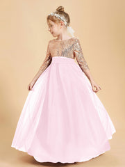 Robe Étincelante de Demoiselle d'Honneur Junior Top en Paillettes Rose Bonbon