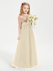 Robe Étincelante de Demoiselle d'Honneur Junior Top en Paillettes Champagne