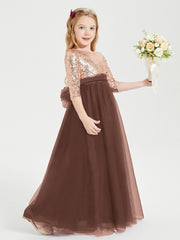 Robe Étincelante de Demoiselle d'Honneur Junior Top en Paillettes Chocolat