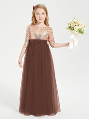 Robe Étincelante de Demoiselle d'Honneur Junior Top en Paillettes Chocolat