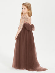 Robe Étincelante de Demoiselle d'Honneur Junior Top en Paillettes Chocolat