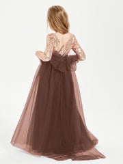 Robe Étincelante de Demoiselle d'Honneur Junior Top en Paillettes Chocolat