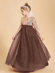 Robe Étincelante de Demoiselle d'Honneur Junior Top en Paillettes Chocolat