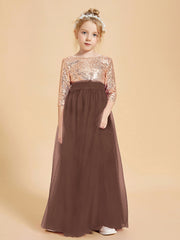 Robe Étincelante de Demoiselle d'Honneur Junior Top en Paillettes Chocolat