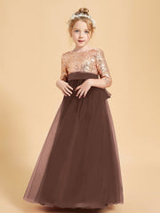 Robe Étincelante de Demoiselle d'Honneur Junior Top en Paillettes Chocolat