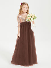 Robe Étincelante de Demoiselle d'Honneur Junior Top en Paillettes Chocolat