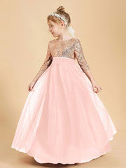 Robe Étincelante de Demoiselle d'Honneur Junior Top en Paillettes Corail