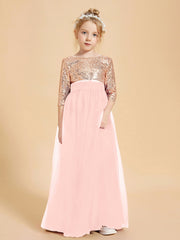 Robe Étincelante de Demoiselle d'Honneur Junior Top en Paillettes Corail