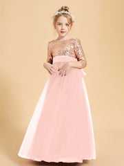 Robe Étincelante de Demoiselle d'Honneur Junior Top en Paillettes Corail