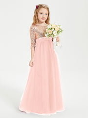 Robe Étincelante de Demoiselle d'Honneur Junior Top en Paillettes Corail