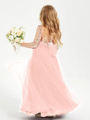 Robe Étincelante de Demoiselle d'Honneur Junior Top en Paillettes Corail