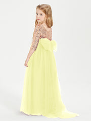 Robe Étincelante de Demoiselle d'Honneur Junior Top en Paillettes Jonquille