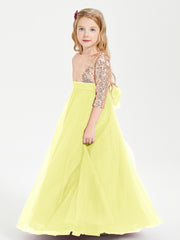 Robe Étincelante de Demoiselle d'Honneur Junior Top en Paillettes Jonquille